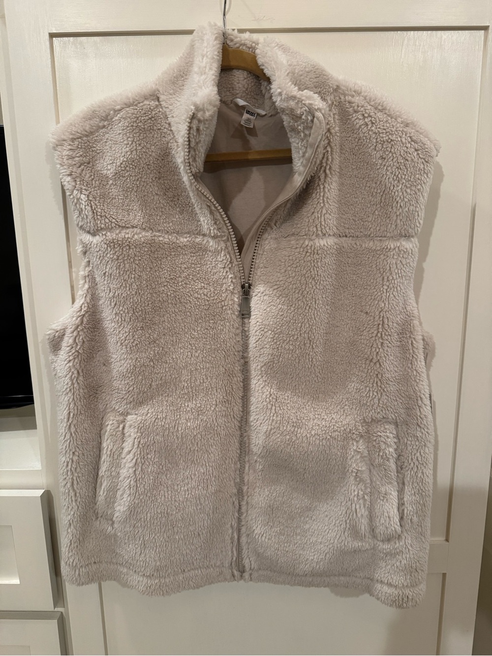 Donna Karen NY Cozy Plush Zip-Up Sherpa Vest - Light Beige